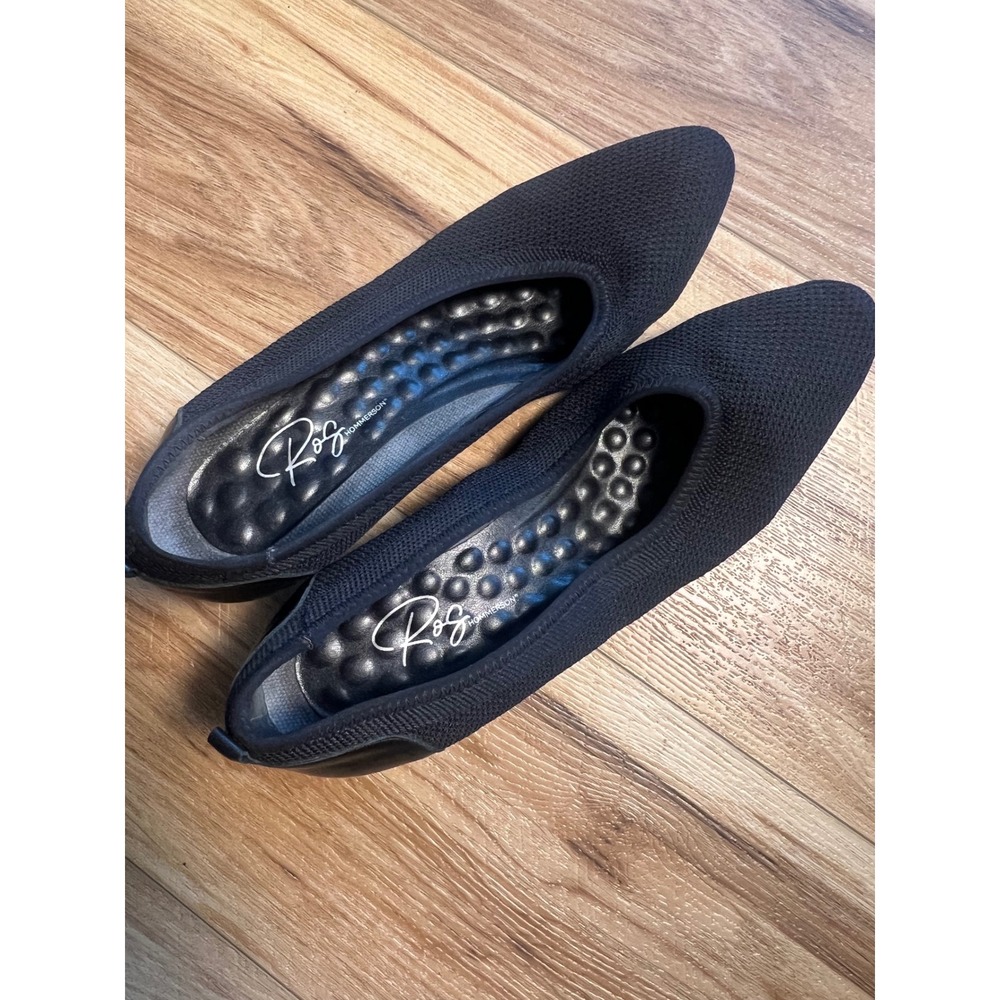 Ros Hommerson 9.5M Hester Pump Classic Professional Black Knit Block Heel Shoes